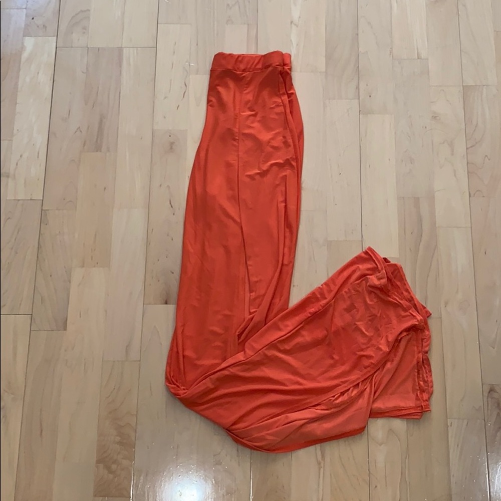 Orange wide leg pants